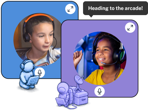 Kids using headsets to chat